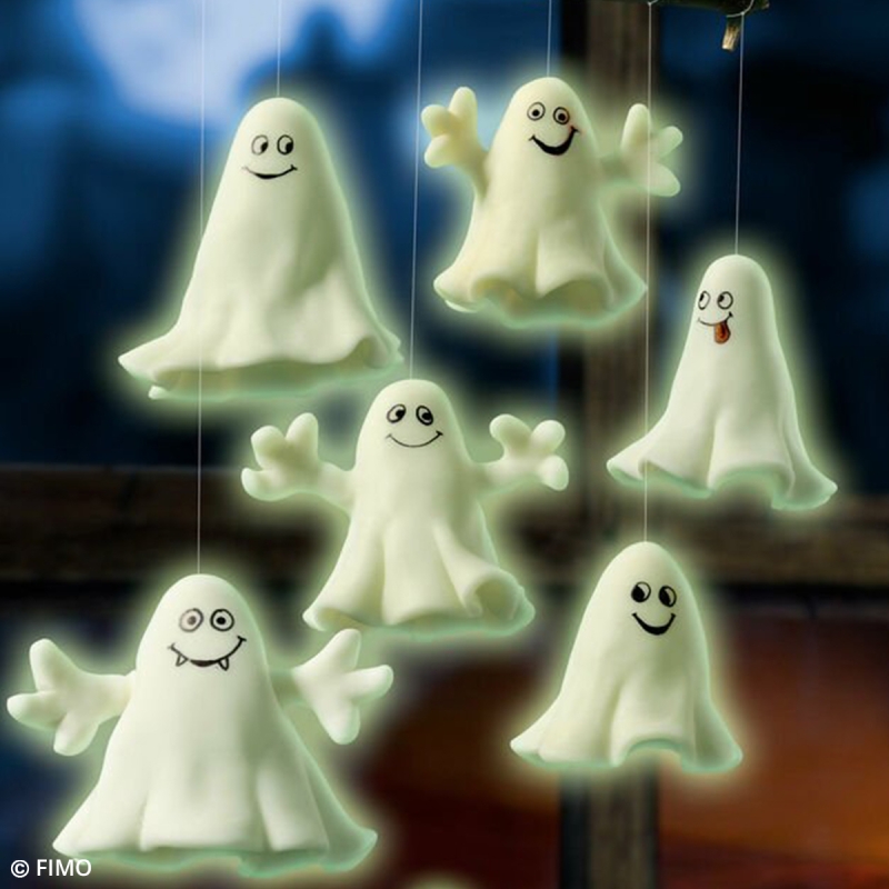 DIY Mobile fantomes phosphorescents en Fimo Idées conseils et tuto  Halloween