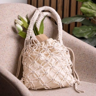 Collage photo - Sac shopping en macramé