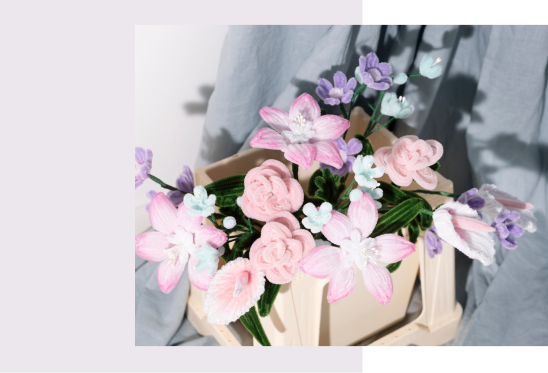 Bouquet de fleurs de chenille