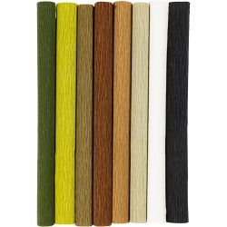Papier crépon, feuille 25x60 cm, Crêpé à 180%, 105 gr, naturel, 8flles/ 1 Pq.