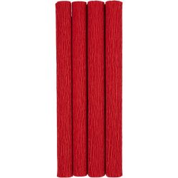 Papier crépon, feuille 25x60 cm, Crêpé à 180%, 105 gr, rouge, 4flles/ 1 Pq.