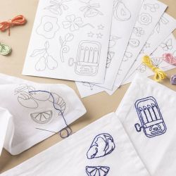 Feuilles de Broderie Hydrosolubles, Motifs d&eacute;coratifs, A5, feuille 148,5x210 mm, 6 flles/ 1 Pq.