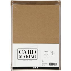 Cartes et enveloppes, dimension carte 10,5x15 cm, dimension enveloppes 11,5x16,5 cm, 120+240, naturel, 50 set/ 1 Pq.