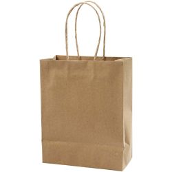 Sac en Papier, H : 23 cm, L : 18x9 cm, 125 gr, brun, 10 pièces/ 1 Pq.