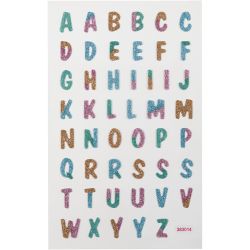 Autocollants à paillettes, Lettres, feuille 10x16 cm, 1 flles