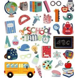 Autocollants, rentrée scolaire, feuille 15x16,5 cm, 1 flles