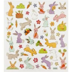 Autocollants, lapin de Pâques, 15x16,5 cm, 1 flles