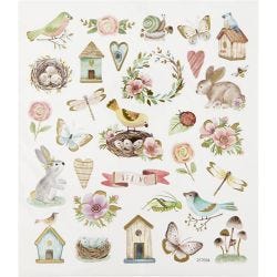 Autocollants, Pâques et printemps, feuille 15x16,5 cm, 1 flles