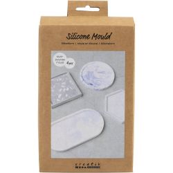 Moule en silicone, Carré, rond, hexagonal et ovale, H : 1-1,5 cm, d 9-11,2 cm, 4 pièces/ 1 Pq.