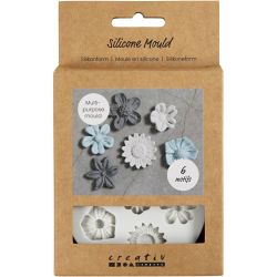 Moule en silicone, Fleur, H : 0,5 cm, L : 1,5-2,5 cm, 1 pièce
