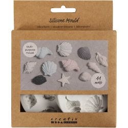 Moule en silicone, Étoile de mer, conque, coquillage, H : 0,3-1 cm, L : 1,3-3,3 cm, 2 pièces/ 1 Pq.