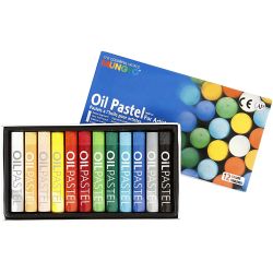Pastels à l'huile Mungyo, L : 7 cm, ép. 11 mm, ass. de couleurs, 12 pièces/ 1 Pq.