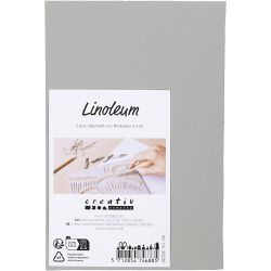 Linoleum, dim. 10x15 cm, ép. 3 mm, gris, 2pièces/ 1 Pq.