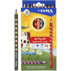 Crayons de Couleur Groove, L : 18 cm, mine 4.25 mm, ass. de couleurs, 10 pièces/ 1 Pq.