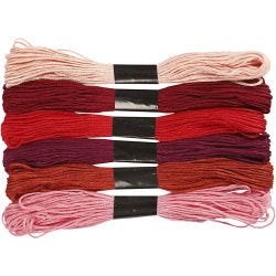 Fil à Broder, ép. 1 mm, harmonie de rouges, 6 boule/ 1 Pq.