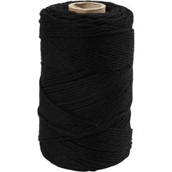 Cordon pour Macramé, L : 198 M, d 2 mm, noir, 330 gr/ 1 rouleau