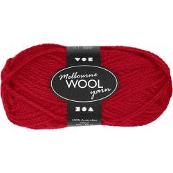 Pelote de laine Melbourne, L : 92 M, rouge, 50 gr/ 1 boule
