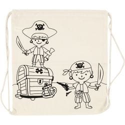 Sac de sport à cordon, pirates, dim. 37x41 cm, 110 gr, naturel clair, 1 pièce