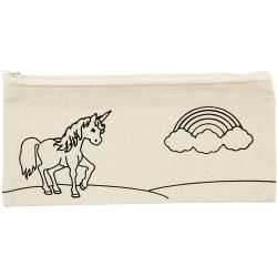 Trousse, licorne, dim. 21x9 cm, 245 gr, naturel clair, 1 pièce