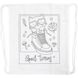 Sac de sport à cordon, dim. 37x41 cm, 130 gr, blanc, 1 pièce