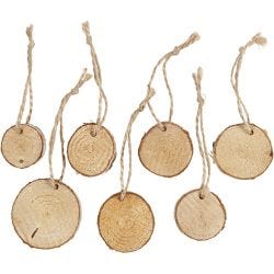 Disque en bois avec trou pour ficelle