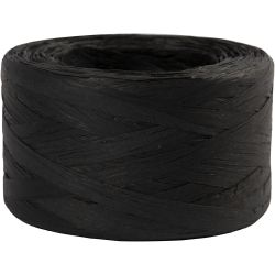 Fil de Raphia, L : 7-8 mm, noir, 100 m/ 1 rouleau
