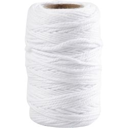 Ficelle de coton, ép. 1,1 mm, blanc, 50 m/ 1 rouleau
