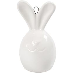 Lapin, H : 6,7 cm, d 3,6 cm, blanc, 3 pièces/ 1 Pq.