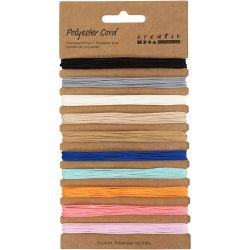 Cordon en polyester, ép. 0,6 mm, ass. de couleurs, 10x4 m/ 1 Pq.
