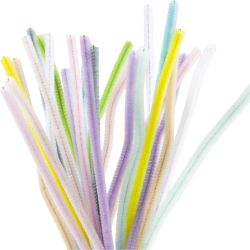 Fil chenille, 30 cm, 6 mm, couleurs pastel, 25ass./ 1 Pq.