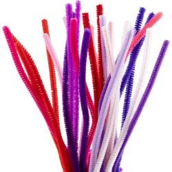 Fil chenille, 30 cm, 6 mm, harmonie violet/rose, 25pièces/ 1 Pq.