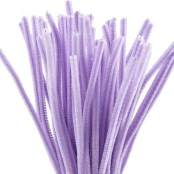 Fil chenille, L : 30 cm, &eacute;p. 6 mm, violet, 50 pi&egrave;ces/ 1 Pq.