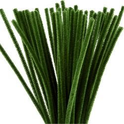 Fil chenille, 30 cm, 6 mm, vert sapin, 50pièces/ 1 Pq.