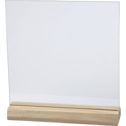 Plaque de verre avec socle en bois