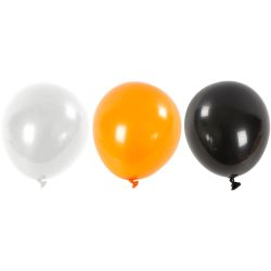 Ballons, Ronds, d 23-26 cm, noir, orange, blanc, 10 pièces/ 1 Pq.