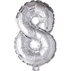 Ballon en aluminium, 8, 41 cm, argent, 1 pièce
