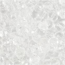 Perles &agrave; Facettes, dim. 5x6 mm, diam&egrave;tre int&eacute;rieur 1 mm, cristal, 100 pi&egrave;ces/ 1 Pq.