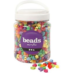 Perles Plastique Novelty, d 10 mm, diamètre intérieur 3,5 mm, ass. de couleurs, 400 gr, 700 ml/ 1 boîte