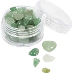 Perles de cristal, Aventurine, d 7-12 mm, diamètre intérieur 1 mm, vert, 63 pièces/ 1 Pq.