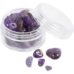 Perles de cristal, Améthyste, d 7-12 mm, diamètre intérieur 1 mm, violet, 63 pièces/ 1 Pq.