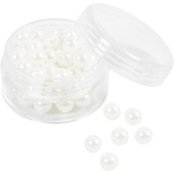 Perles de Cire, d 6 mm, diamètre intérieur 1,9 mm, nacré, 65 pièces/ 1 Pq.
