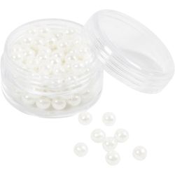 Perles de Cire, d 5 mm, diamètre intérieur 1,7 mm, nacré, 110 pièces/ 1 Pq.