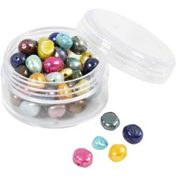 Perles d’eau douce, d 5-6 mm, diamètre intérieur 0,5 mm, couleurs nacrées, 60 pièces/ 1 Pq.