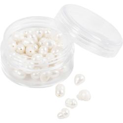 Perles d’eau douce, Perforation transversale, d 4-6 mm, diamètre intérieur 1 mm, nacré, 55 pièces/ 1 Pq.
