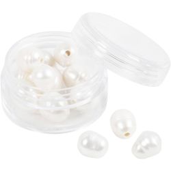 Perles d’eau douce, Perforé longitudinalement, d 9-11 mm, diamètre intérieur 2 mm, nacré, 13 pièces/ 1 Pq.