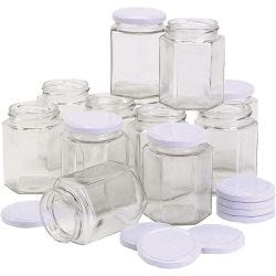 Pot en verre hexagonal