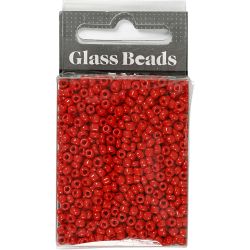 Perles de Rocaille, d 3 mm, dim. 8/0, diam&egrave;tre int&eacute;rieur 0,6-1,0 mm, rouge fonc&eacute;, 25 gr/ 1 Pq.