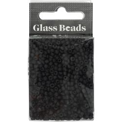 Perles de Rocaille, d 3 mm, dim. 8/0, diam&egrave;tre int&eacute;rieur 0,6-1,0 mm, noir mat, 25 gr/ 1 Pq.