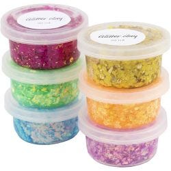 Glitter Clay, couleurs Joyeuses, 6x20 ml/ 1 Pq.