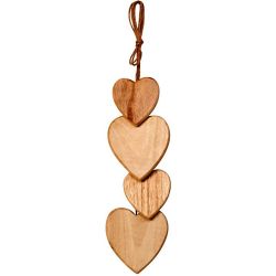 Coeurs en bois à suspendre en cascade
